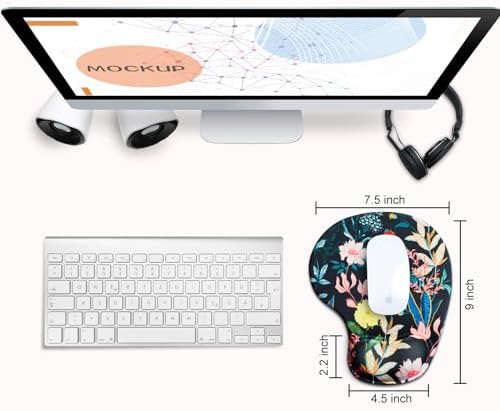 JIKIOU Ergonomic Mouse Pad with Gel Wrist Rest 2Pack, Portable Small Flower
