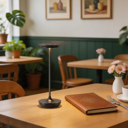 LED Rechargeable Cordless Table Lamp Battery Operated Light Set of 2 Black