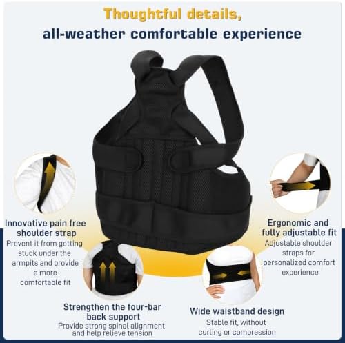 Adjustable Posture Corrector Back Brace for Men Women, Upgraded Flexible Full Back Support Brace, Breathable Invisible Back Straightener for Posture Improving and Pain Relief,Neck,Shoulder,Waist Pain (L)