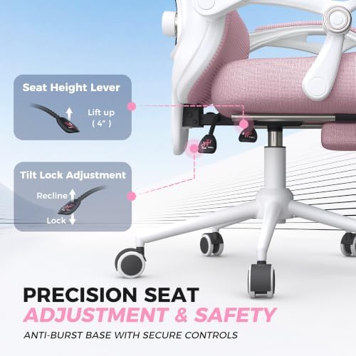 CYKOV Ergonomic Office Chair with Footrest, Reclining Mesh Back, 350 Lbs