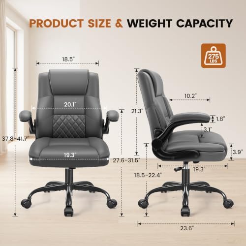 Office Desk Chair, Ergonomic Computer Chair with Flip-Up Arms