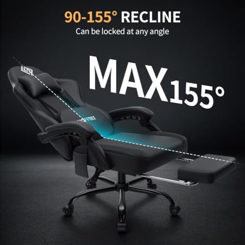HOFFREE Gaming Chair with Heated Kneading Massage Computer Chair Grey