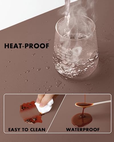 YSAGi Double-Sided Desk Pad, 23.6"x13.7"Leather Desk Mat, Eco Cork Desk Pad Protector,Large Mouse Pad,Waterproof Desk Blotter for Office/Home(Chocolate)