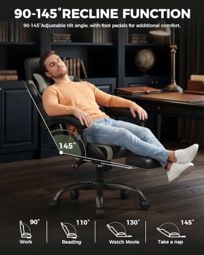 LUCKRACER Gaming Chair with Footrest, Pocket Spring Seat, 90°-135° Reclining Computer Chair with Linkage Armrests, Lumbar Support, Height Adjustment, SGS-Tested Gas Lift, 330 lbs Capacity, Grey