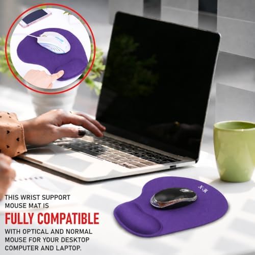 Ergonomic Mouse Pad with Wrist Rest, Gel Wrist Support Mousepad, Pain Relief Laptop Computer Mouse Pad, Non-Slip Mouse Pads for Home & Office (Purple, Regular)