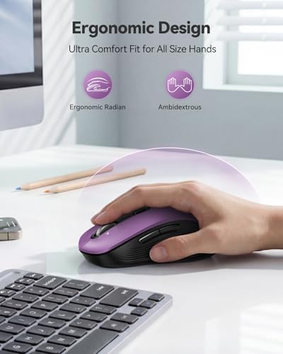 TECKNET Rechargeable Wireless Bluetooth Mouse with 4-Way Wheel, 3-Device