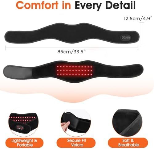 Neck Heating Pad, Cordless Neck Heating Pad for Pain Relief, Electric Heated Neck Wrap with 660nm & 850nm Red Light, 3000mAh Battery, 3 Levels Heat & Massage