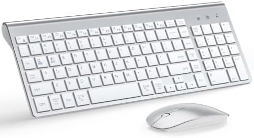 Wireless Keyboard and Mouse Ultra Slim Combo with Dual System- Silver White