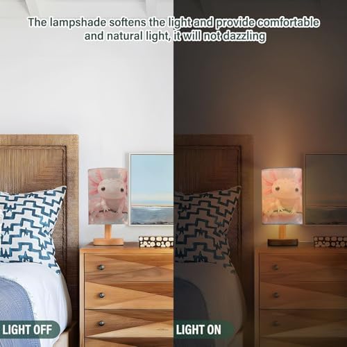 ALAZA Axolotl Cherry Blossom Flower Spring Decor Bedside Table Lamp with USB Port for Bedroom Nightstand Office Desk LED Bulb Included