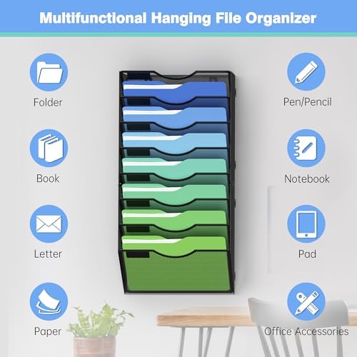Kuntine.B Wall File Organizer Office Hanging Magazine Holder Wall File Organizer for Office Home