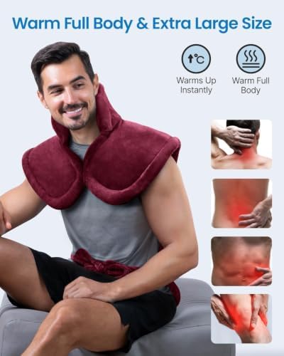 RENPHO King Size Heating Pad for Back, 24"x37", Dark Red