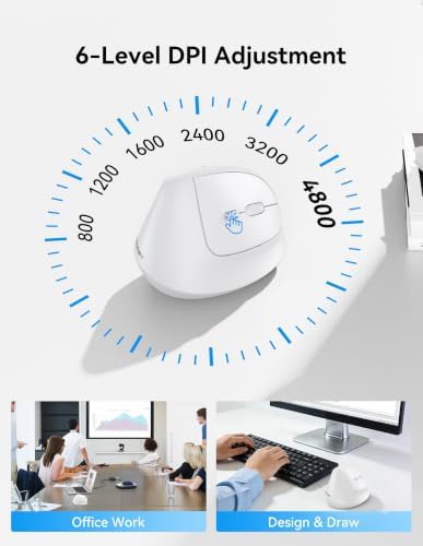 TECKNET Ergonomic Mouse, BT5.3/2.4G, Silent Wireless Vertical, Rechargeable