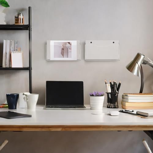 Feifeiya 2 Pcs Clear Acrylic File Holder Wall Mount, 14"x8.3"x1.2"