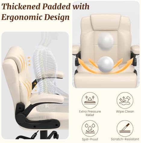 Wide Criss Cross Desk Chair with Swivel Footrest and Flip-Up Armrests