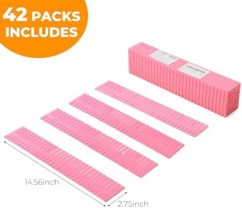 ALBAD Plastic Drawer Dividers Adjustable Drawer Organizer Dividers Separator for Tidying Clutter/Cutlery/Underwear/Socks/Clothes/Dresses/Boxes/Bins in Kitchen Bathroom Bedroom Office (Pink, 42)