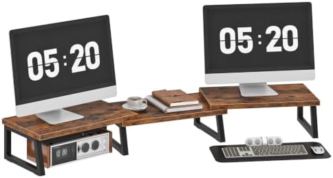 HOOBRO Dual Monitor Stand Riser, Computer Monitor Stand for PC,Rustic Brown