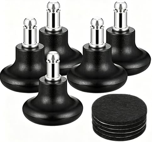 Set of 5 Bell Glides for Office Chair Caster Wheels Replacement Convert Swivel Casters to Fixed Stationary Feet Universal Fit for Most Office Chairs & Stools