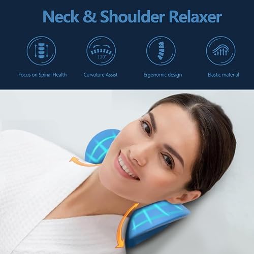 Neck Hump Corrector, Cervical Traction Device, Neck Stretcher for Pain Relief, Neck Stretcher Cervical Traction, Neck and Shoulder Relaxer, Neck Traction Device for TMJ (Blue)
