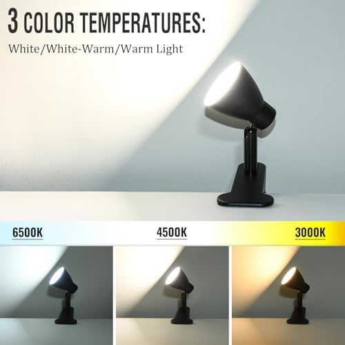 CRI 90+ Clip on Reading Lamp, Clip on Light for Bed headboard/Desk/Bunk/Table/Shelf, Bedside Reading Light with 3 Color Temperature Options, 10 Dimmable Brightness Levels (6W/2Packs)
