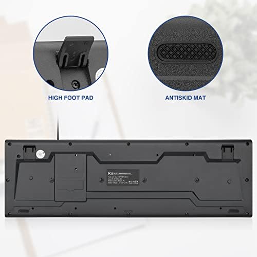 Rii RK907 Ultra-Slim Compact USB Wired Keyboard for MAC and PC-Black(10PCS)