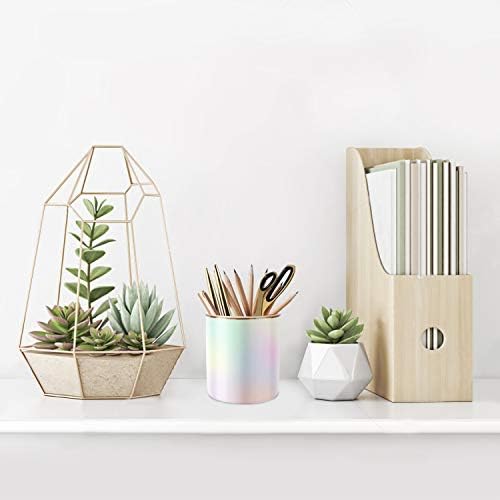 Cute Pen Holder for Desk, Pencil Cup Holder Desktop Stationery Makeup Brush Organizer Decor for Teen Girls Durable Ceramic Desk Organizer for Office, Classroom, Home, Colorful