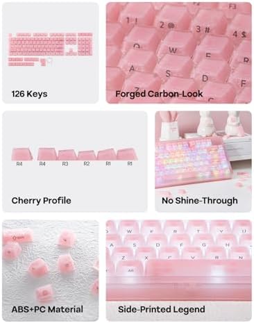 EPOMAKER Frost Jelly Keycaps Set, 126 Keys Forged Carbon Fiber Keycaps