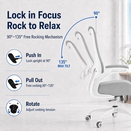 Ergonomic Office Chair for Long Hours, Adjustable Padded Lumbar Support for Lower Back Relief, 330 lb Capacity, Comfortable Computer Desk Chair for Home Office, Work & Study