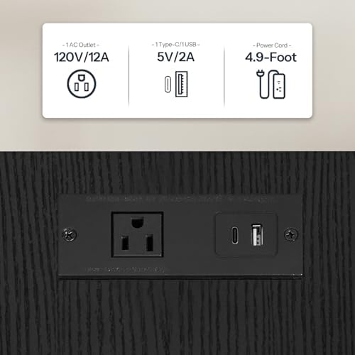 HOOBRO Side Table with Charging Station, Set of 2 End Tables with USB Port and Outlets, Nightstand with 2-Layer Storage Shelves for Small Spaces, Living Room, Bedroom, Black BK09UBZP201