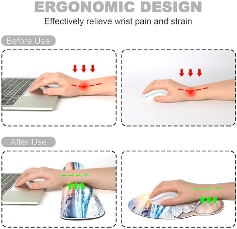 Ergonomic Mouse Pad with Wrist Rest and Keyboard Wrist Rest, Mousepad