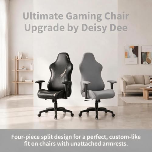 Deisy Dee Gaming Chair Cover, 4-Piece Stretch Computer Chair Slipcover with Armrest Cover, Universal Polyester Spandex Washable Chair Protector for Racing Office Reclining Chair
