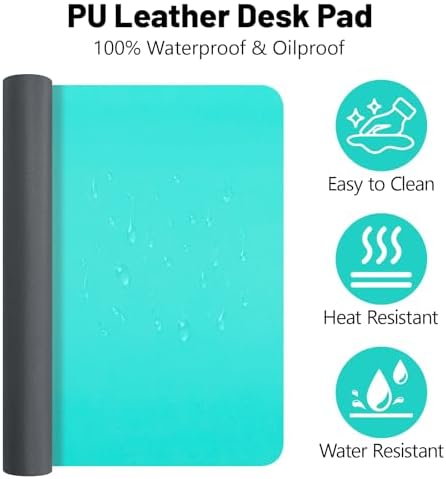 Leather Desk Pad Mat, Green Desk Mat, 23.6" x 13.7"