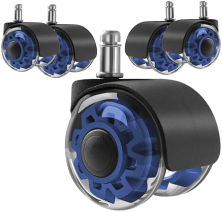 Hirate 2 inch Office Furniture Casters 7/16 inch Stem Dual Rubber Wheel