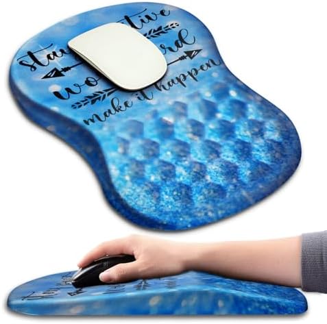 Hokafenle Ergonomic Mouse Pad Wrist Support with Massage Design, Wrist Rest Pain Relief Mousepad with Memory Foam&Non-Slip PU Base, Mouse Pads for Wireless Mouse & Desk (12x8 inch,Stay Positive)