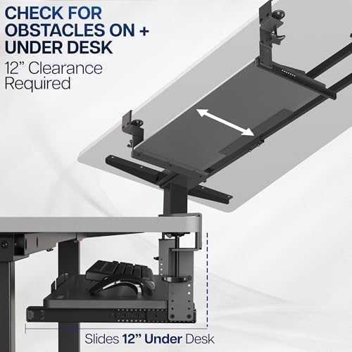 VIVO Light Wood Clamp-on 27 x 11 in Keyboard Tray, MOUNT-KB05HA