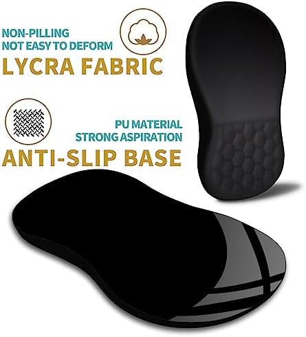 Hokafenle Ergonomic Mouse Pad Wrist Support with Massage Design, Wrist Rest Pain Relief Mousepad with Memory Foam&Non-Slip PU Base, Mouse Pads for Wireless Mouse & Desk (12x8 inch,Black)