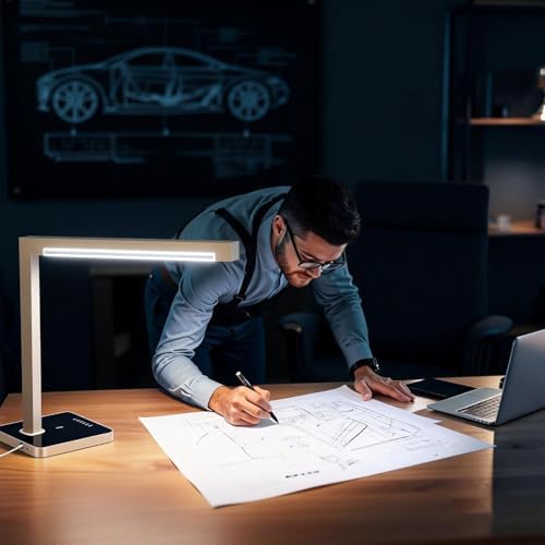 Aluminum LED Desk Lamp with Charging Station, 15W Tasking Light