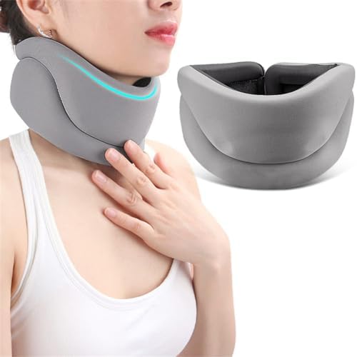 Neck Brace for Neck Pain and Support, Adjustable Soft Foam Cervical Collar for Sleeping, Women Men Neck Protectors Wraps Keep Vertebrae Stable and Aligned, Cervical Spine Pressure Relief (Gray, L)