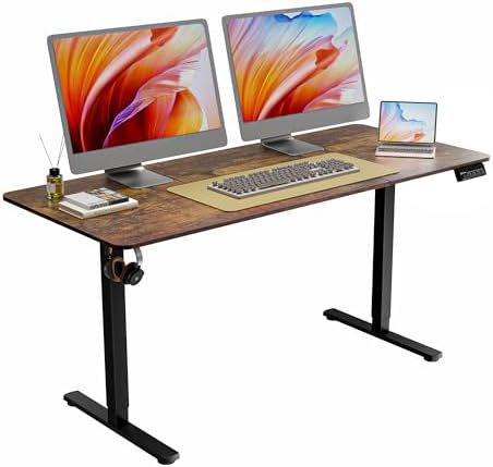 63"x28" Standing Desk, Height Adjustable Sit-Stand Home Office, Brown