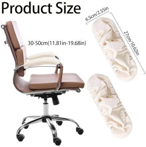 Office Chair Armrest Covers, 2Pcs Office Removable Arm Rest Covering, Elastic Chair Armrest Covers, Office Seat Hand Rest Protector, Arm Covers Protectors for Office Chair(Beige)