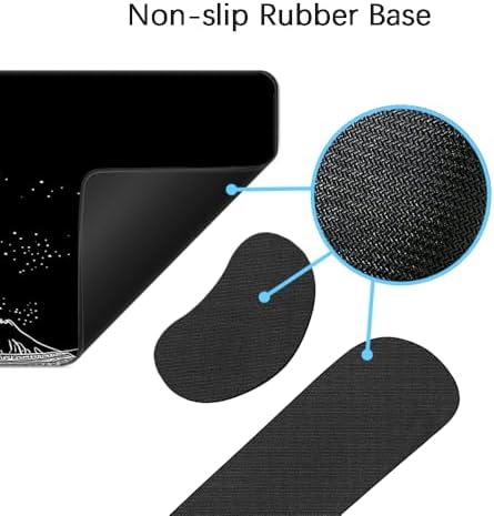 MIBITRI Keyboard Mouse Pad Set, Extended Gaming Mouse Pad+Ergonomics Keyboard Wrist Rest Support, Memory Foam, Easy Typing Pain Relief, 4Pcs XXL Ultra Thick Desk Mat, Japanese Wave