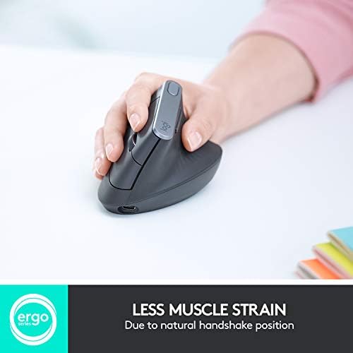 logitech MX Vertical Advanced Ergonomic Mouse, Wireless via Bluetooth or Included USB Receiver (Renewed)
