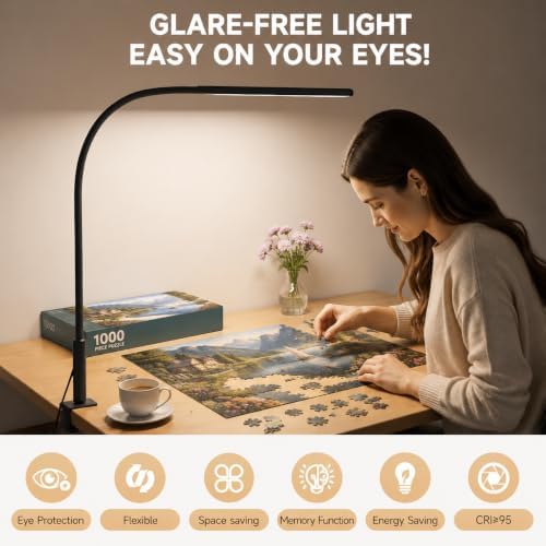 18W LED Puzzle Light with Clamp, Jigsaw Puzzle Lamp for Adults
