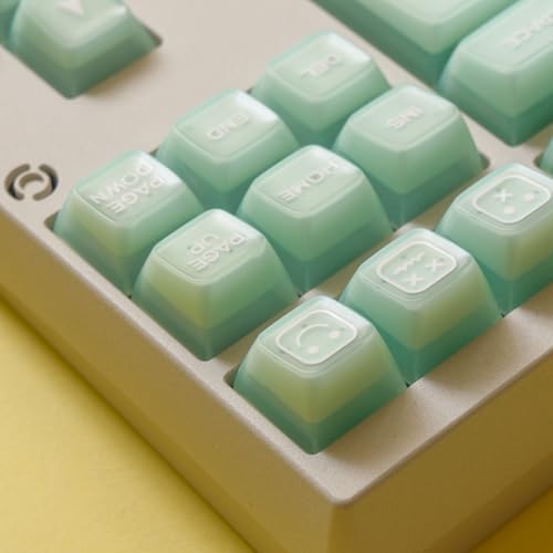 ULTRAEQUIP Jade Keycaps, 160 Keys Double Shot, PBT RSA Profile, Translucent Shine Through Custom Keycap Set with Split/ 7U Spacebar for Alice ISO ANSI/ 61/64/84/87/100/104/108 Mechanical Keyboard