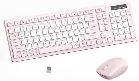 Wireless Keyboard and Mouse Combo Silent for Office and Home(Pink-B)