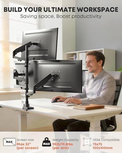 Triple Monitor Mount for up to 32’’ Ultrawide Screens, Heavy Duty,Black