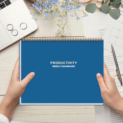 Weekly Productivity Dashboard - 8.5" x 11" Dashboard Desk Notepad Has 6 Focus Areas to List Tasks for Goals, Projects, Clients, Academic or Meal-Organize Your Daily Work Efficiently, 54 Weeks, Blue