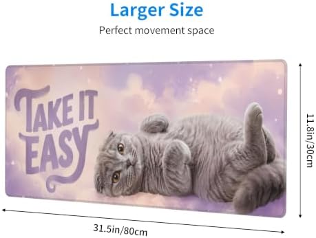 Scottish Fold Cute Mouse Pad Mouse Pads for Desk 11.8x31.5 in Pink
