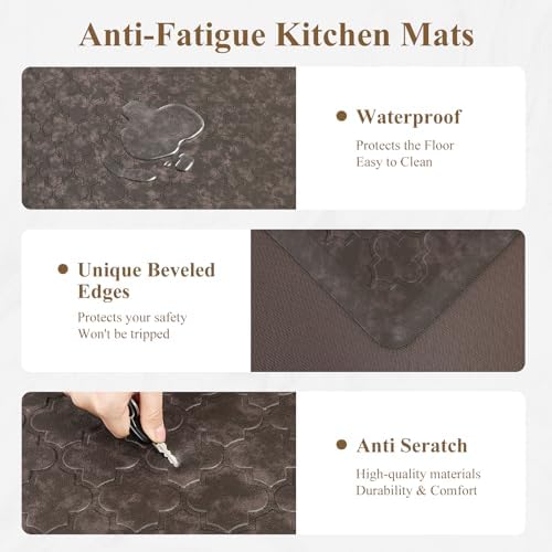 HEBE Anti Fatigue Kitchen Mats for Floor 17.3"x48", Cushioned Standing Mat