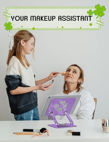 Adjustable Tablet Stand, Foldable 360° Aluminum Holder, Purple
