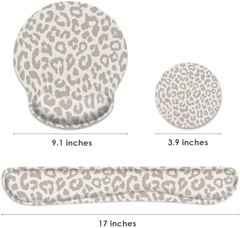 Britimes Ergonomic Mouse Pad Set with Wrist Rest, Leopard Animal